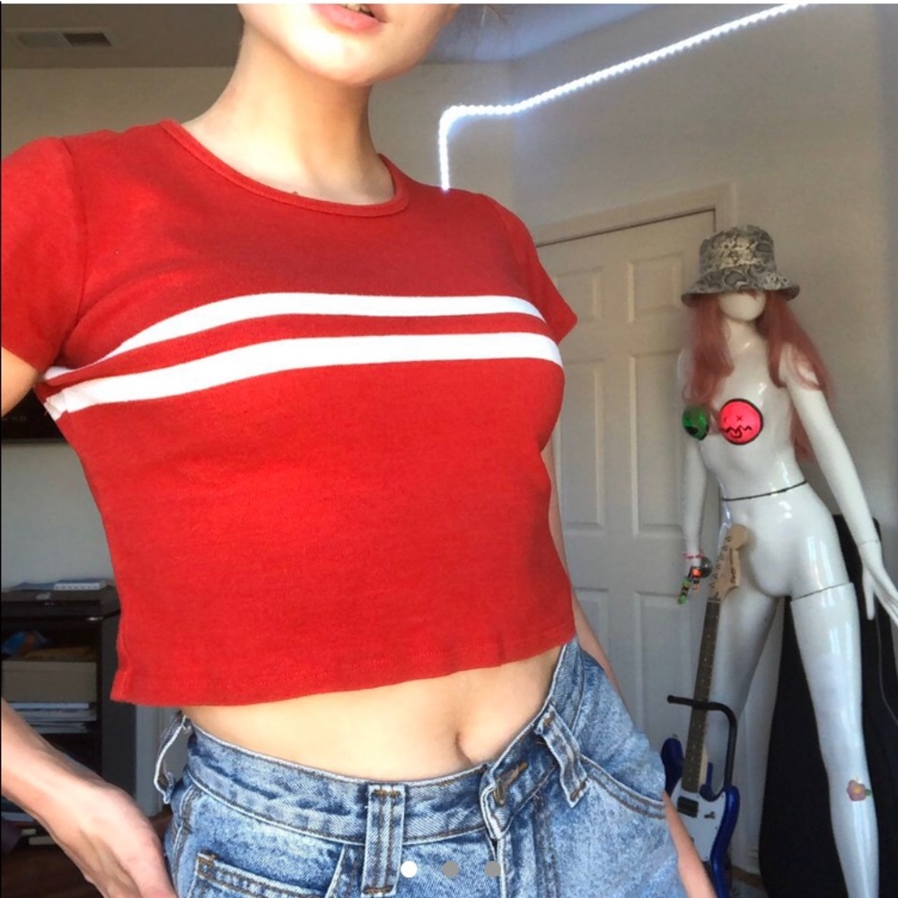 brandy melville aleena top (red+white)